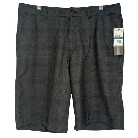 O'Neill Delta Shorts Mens 36 Charcoal Gray Checker Flat Front Walking - Picture 1 of 8